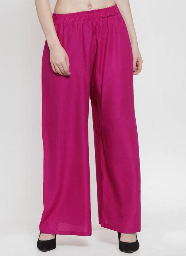 Rayon Pink Casual Wear Plain Plazzo